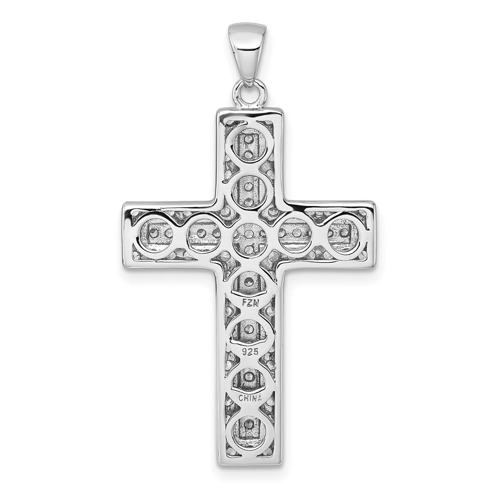 Sterlingsilber Rhodiniert Weiß Zirkonia Kreuz Anhänger