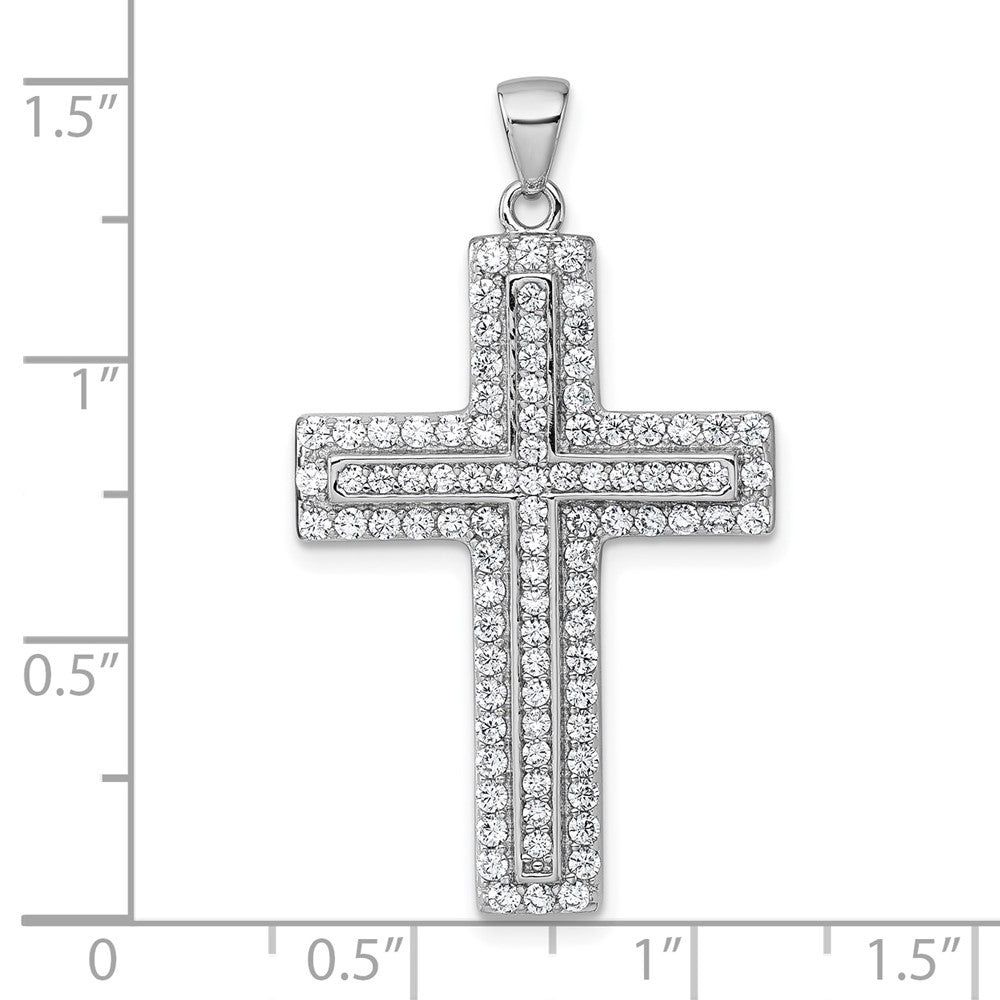 Sterlingsilber Rhodiniert Weiß Zirkonia Kreuz Anhänger