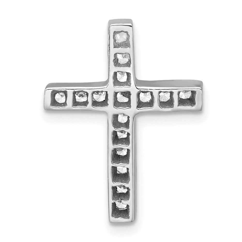 Sterlingsilber Rhodiniert Poliert Zirkonia Kreuz Kette Anhänger