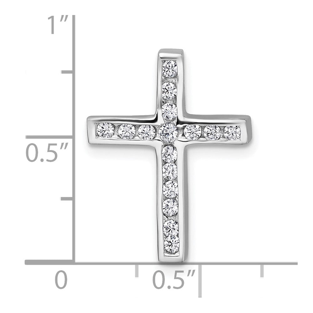 Sterlingsilber Rhodiniert Poliert Zirkonia Kreuz Kette Anhänger
