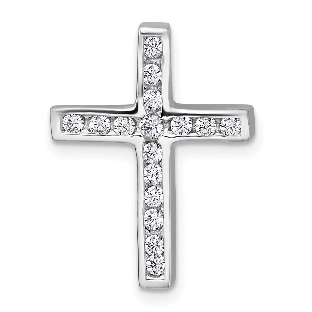 Sterlingsilber Rhodiniert Poliert Zirkonia Kreuz Kette Anhänger