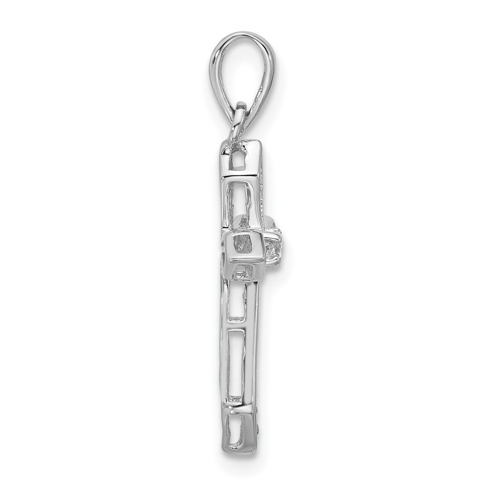 Sterlingsilber Rhodiniert Zirkonia Pointed Kreuz Anhänger
