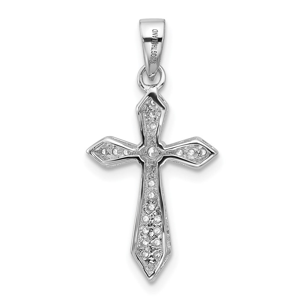 Sterlingsilber Rhodiniert Zirkonia Pointed Kreuz Anhänger