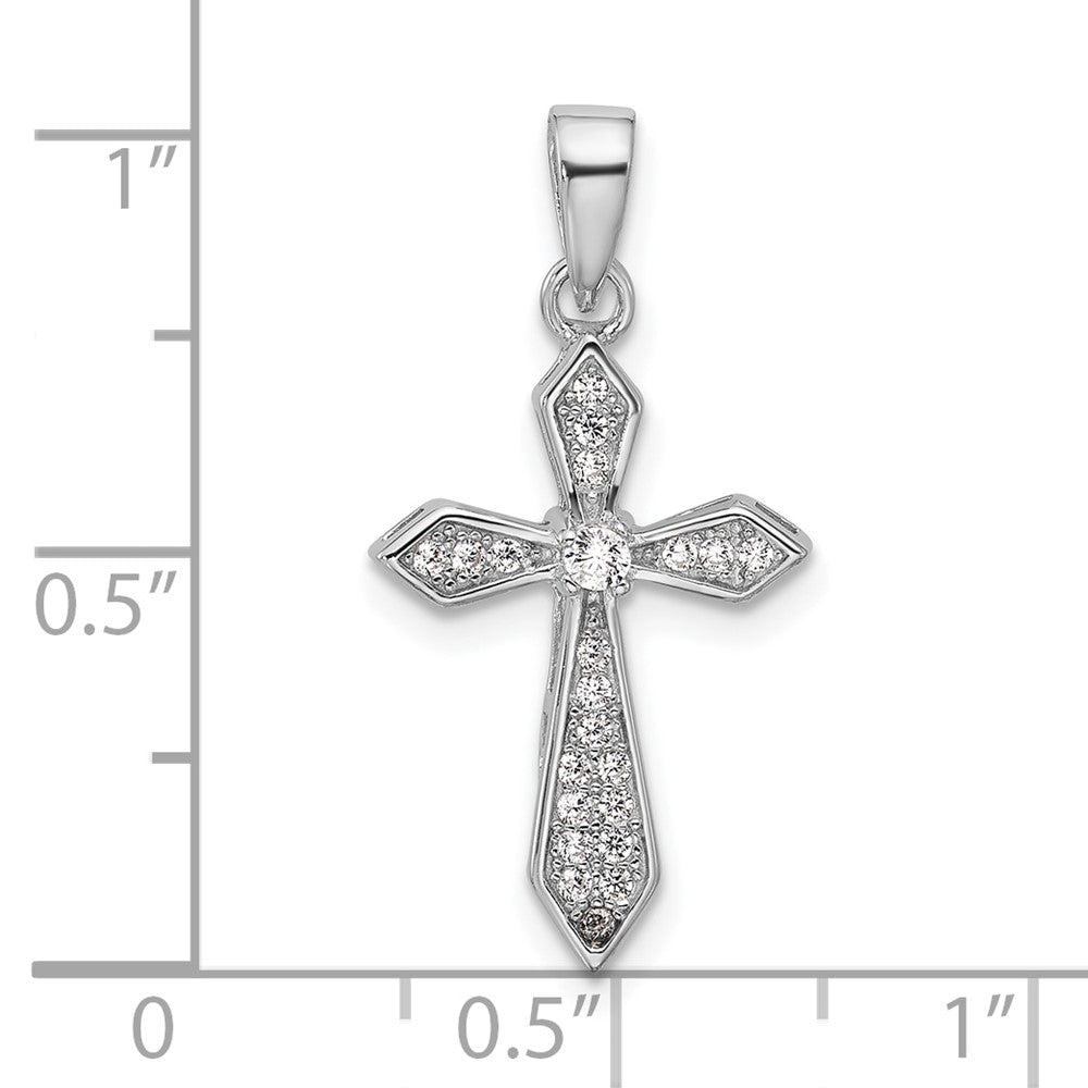 Sterlingsilber Rhodiniert Zirkonia Pointed Kreuz Anhänger