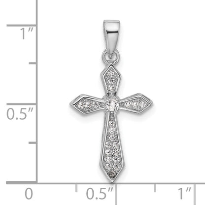 Sterlingsilber Rhodiniert Zirkonia Pointed Kreuz Anhänger