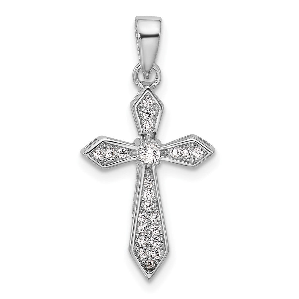 Sterlingsilber Rhodiniert Zirkonia Pointed Kreuz Anhänger