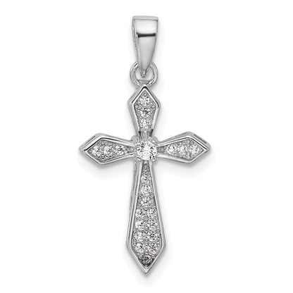 Sterlingsilber Rhodiniert Zirkonia Pointed Kreuz Anhänger
