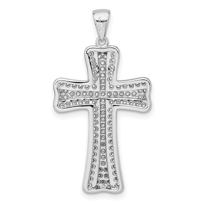 Sterlingsilber Rhodiniert Poliert Zirkonia Kreuz Anhänger