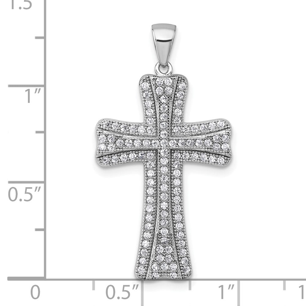 Sterlingsilber Rhodiniert Poliert Zirkonia Kreuz Anhänger