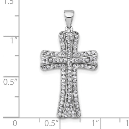 Sterlingsilber Rhodiniert Poliert Zirkonia Kreuz Anhänger