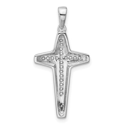 Sterlingsilber Rhodiniert Zirkonia Poliert Kreuz Anhänger