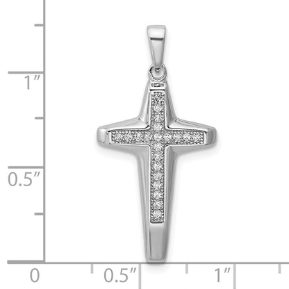 Sterlingsilber Rhodiniert Zirkonia Poliert Kreuz Anhänger