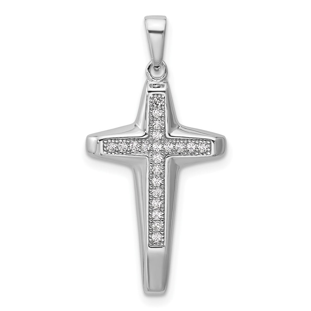 Sterlingsilber Rhodiniert Zirkonia Poliert Kreuz Anhänger