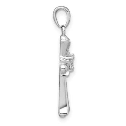 Sterlingsilber Rhodiniert Fleur De Lis Zirkonia Kreuz Anhänger