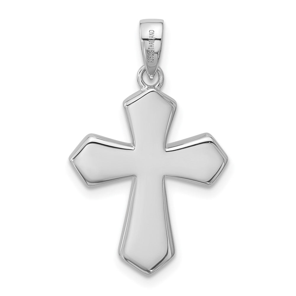 Sterlingsilber Rhodiniert Schwarz Emaille Kreuz Anhänger