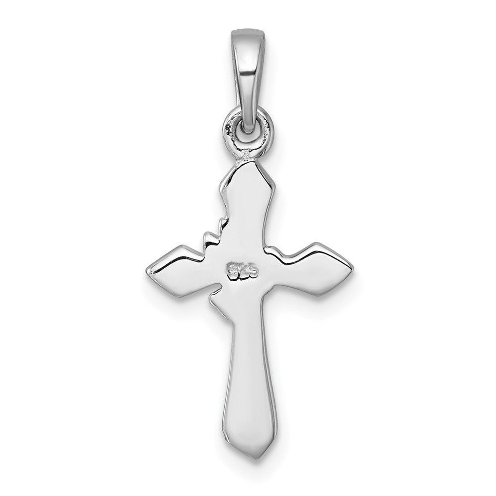 Sterlingsilber Rhodiniert Poliert Kreuz mit Taube Anhänger
