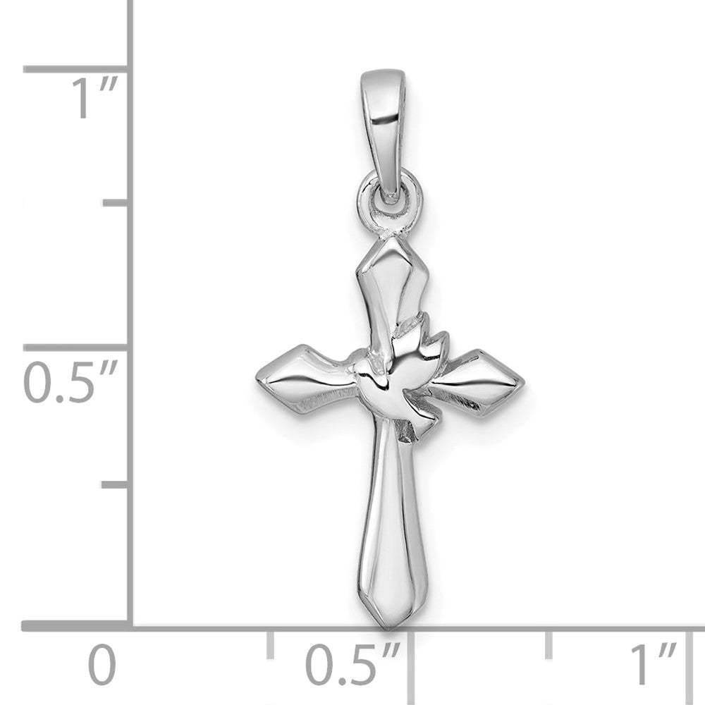 Sterlingsilber Rhodiniert Poliert Kreuz mit Taube Anhänger