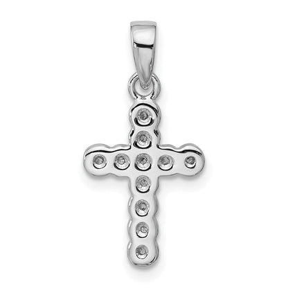 Sterlingsilber Rhodiniert Zirkonia Poliert Kreuz Anhänger