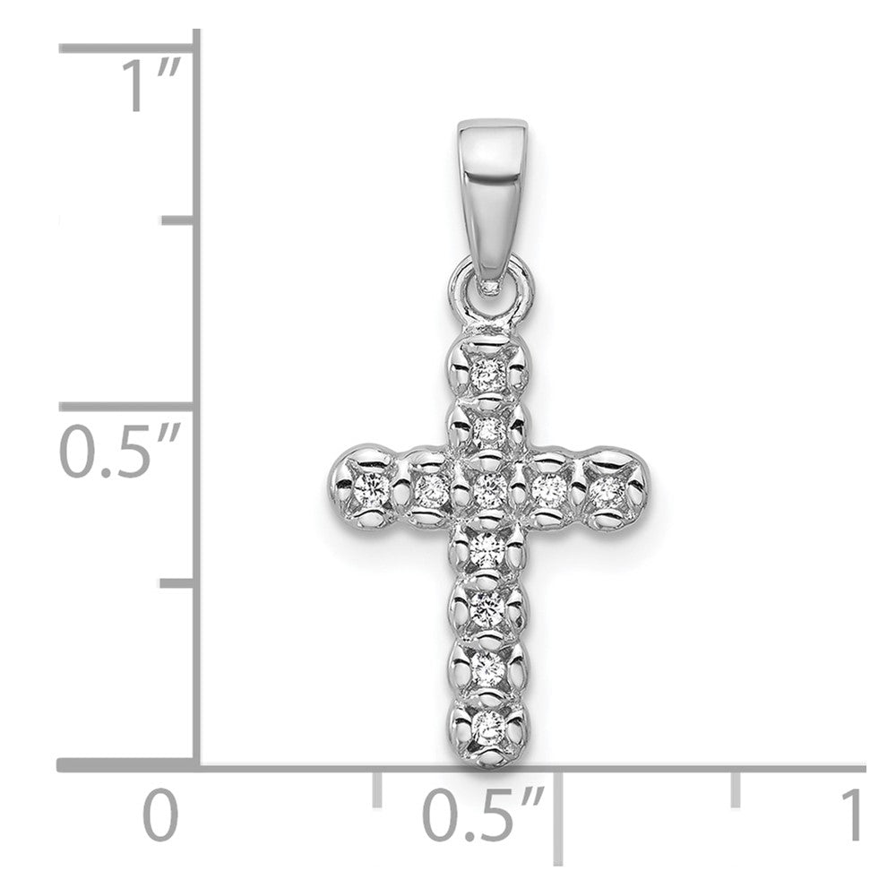 Sterlingsilber Rhodiniert Zirkonia Poliert Kreuz Anhänger