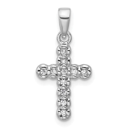 Sterlingsilber Rhodiniert Zirkonia Poliert Kreuz Anhänger