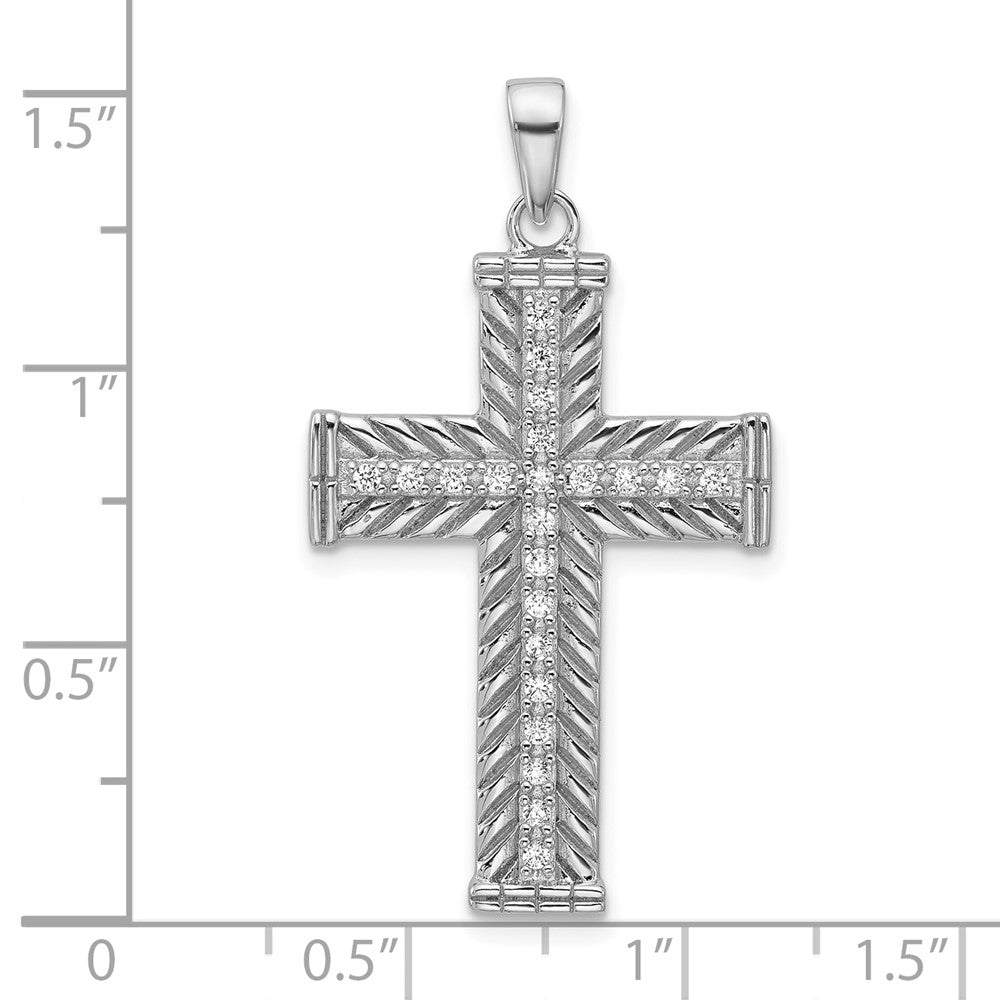 Sterlingsilber Rhodiniert Zirkonia Kreuz Anhänger