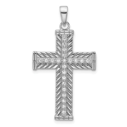 Sterlingsilber Rhodiniert Zirkonia Kreuz Anhänger