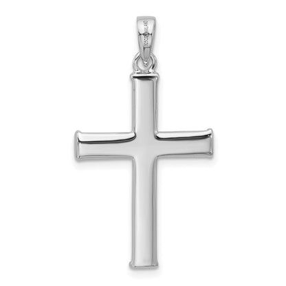 Sterlingsilber Rhodiniert Strukturiert und Poliert Kreuz Anhänger
