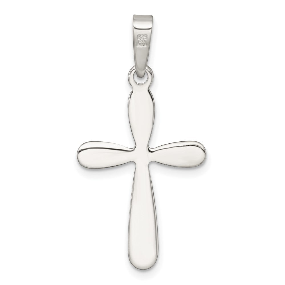 Sterlingsilber Poliert und Diamantiert Kreuz Anhänger