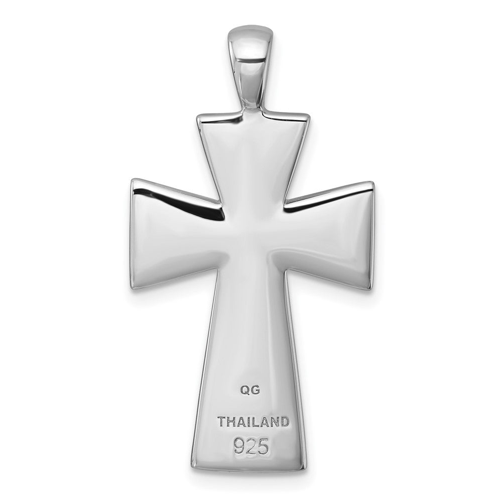 Sterlingsilber Rhodiniert Poliert Schwarz Resin Kreuz Anhänger