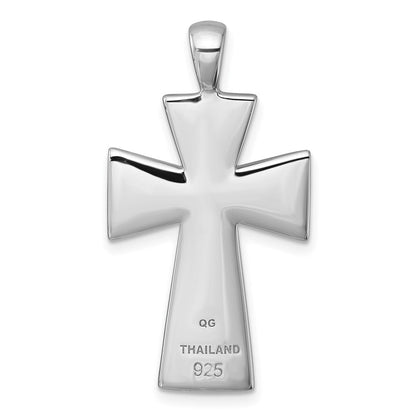 Sterlingsilber Rhodiniert Poliert Schwarz Resin Kreuz Anhänger