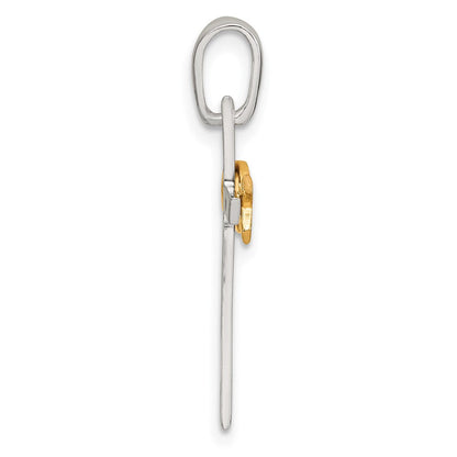 Sterlingsilber Goldfarben Kreuz mit Ichthus Fisch Anhänger