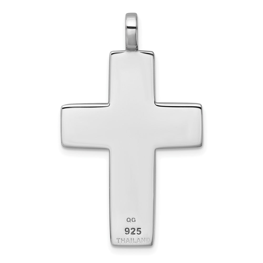 Sterlingsilber Rhodiniert Poliert Schwarz Resin Kreuz Anhänger