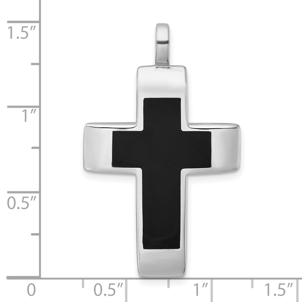 Sterlingsilber Rhodiniert Poliert Schwarz Resin Kreuz Anhänger