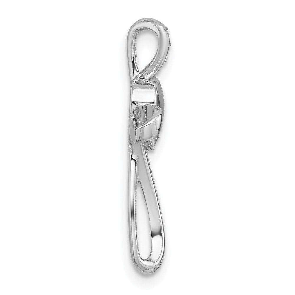 Sterlingsilber Rhodium-plat Poliert Zirkonia Herz Kreuz Kette Anhänger