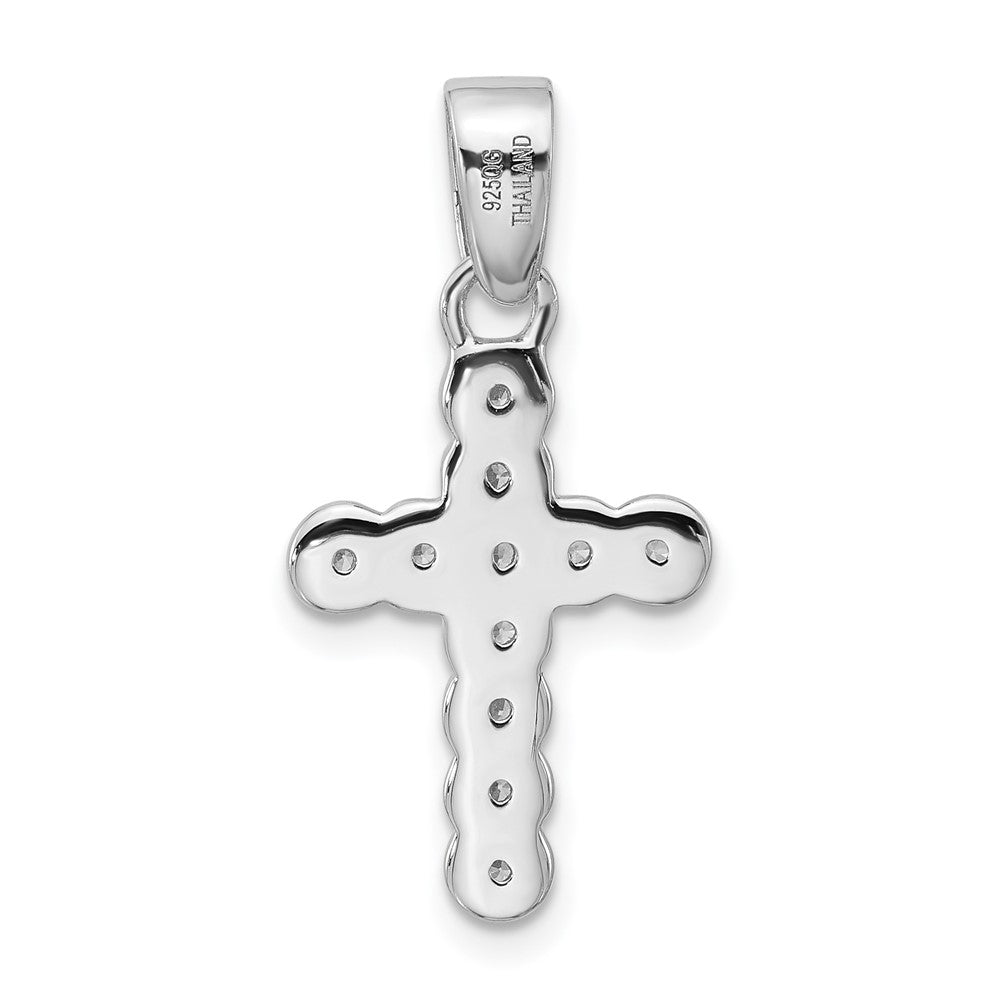 Sterlingsilber Rhodiniert Zirkonia Poliert Kreuz Anhänger