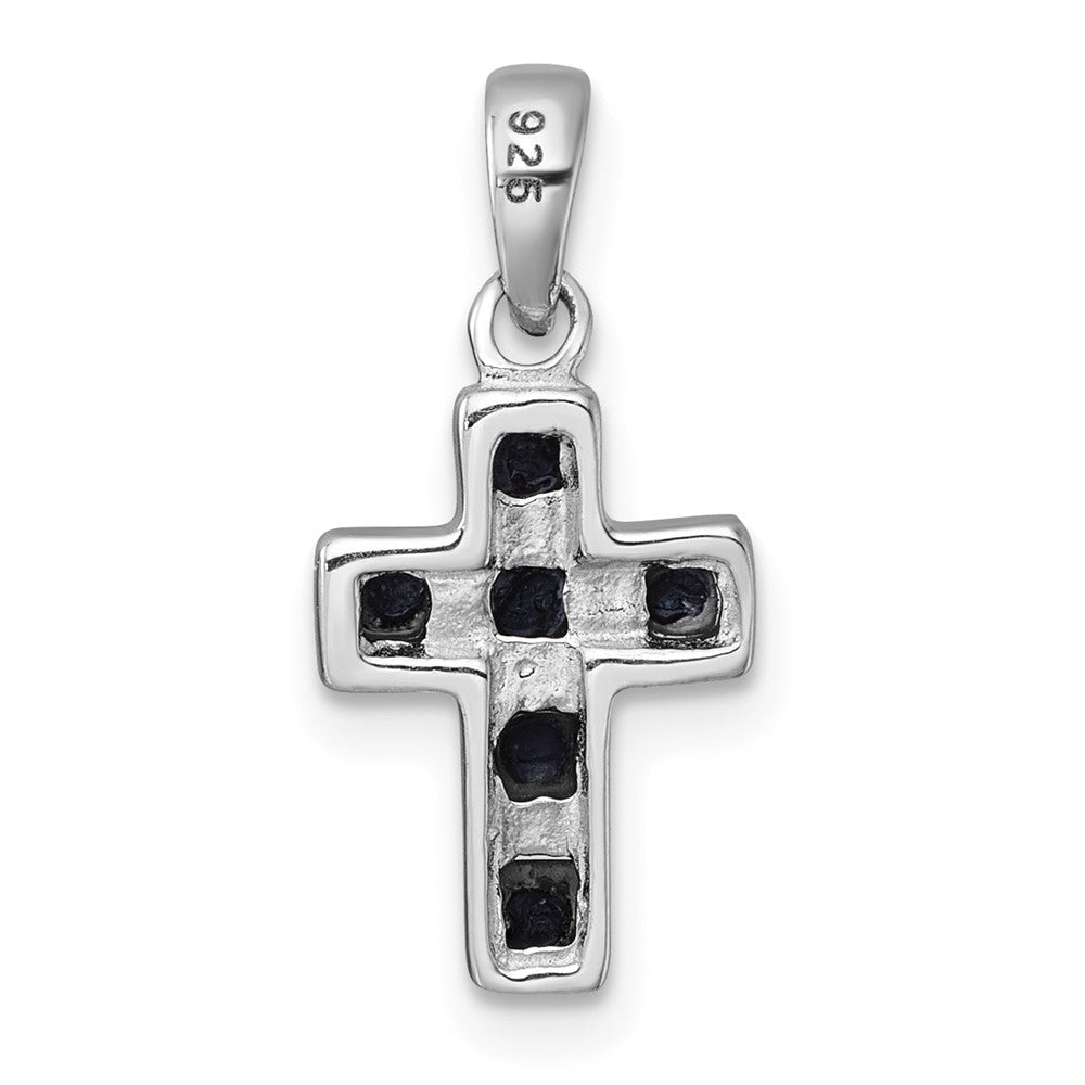 Sterlingsilber Rhodiniert Poliert Onyx Kreuz Anhänger