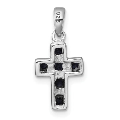 Sterlingsilber Rhodiniert Poliert Onyx Kreuz Anhänger