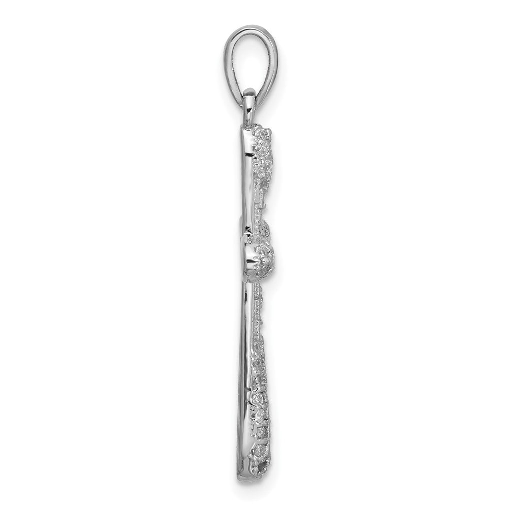 Sterlingsilber Rhodiniert Zirkonia Kreuz Anhänger