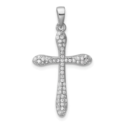 Sterlingsilber Rhodiniert Zirkonia Kreuz Anhänger