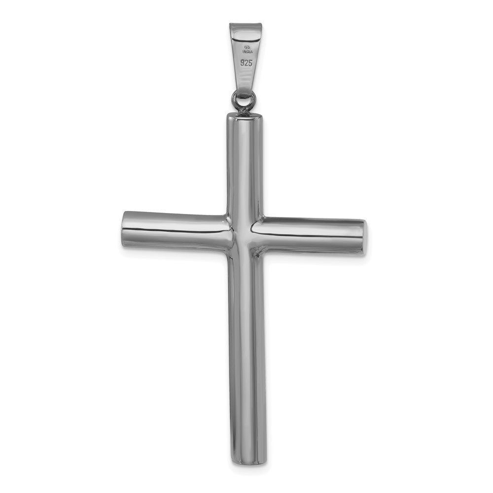 Sterlingsilber Rutheniumbeschichtet Poliert Hohl Lateinisch Kreuz Anhänger