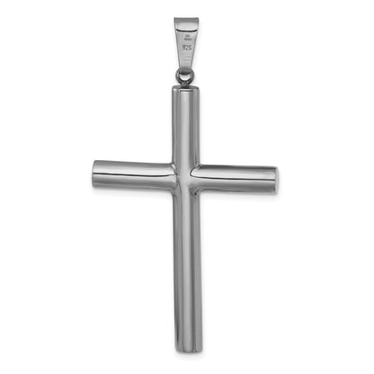 Sterlingsilber Rutheniumbeschichtet Poliert Hohl Lateinisch Kreuz Anhänger