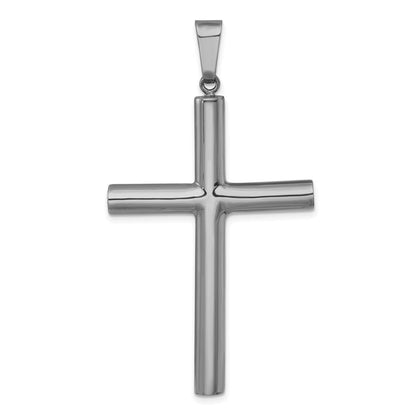 Sterlingsilber Rutheniumbeschichtet Poliert Hohl Lateinisch Kreuz Anhänger