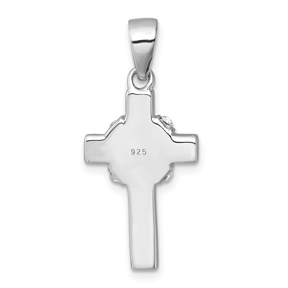 Sterlingsilber Rhodiniert Schwarz und Weiß Kristall Kreuz Anhänger