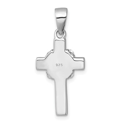 Sterlingsilber Rhodiniert Schwarz und Weiß Kristall Kreuz Anhänger