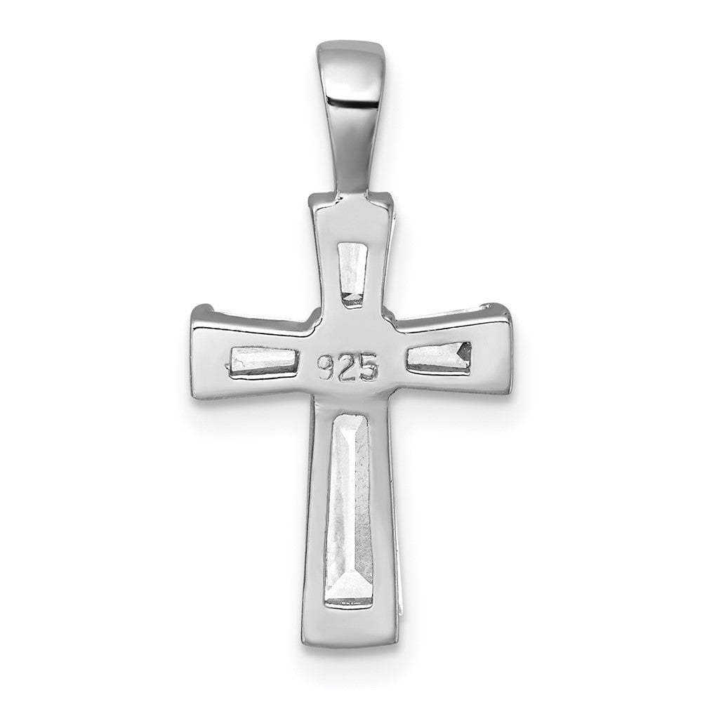 Sterlingsilber Rhodiniert Poliert Zirkonia Kreuz Anhänger