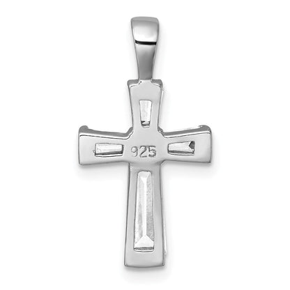 Sterlingsilber Rhodiniert Poliert Zirkonia Kreuz Anhänger