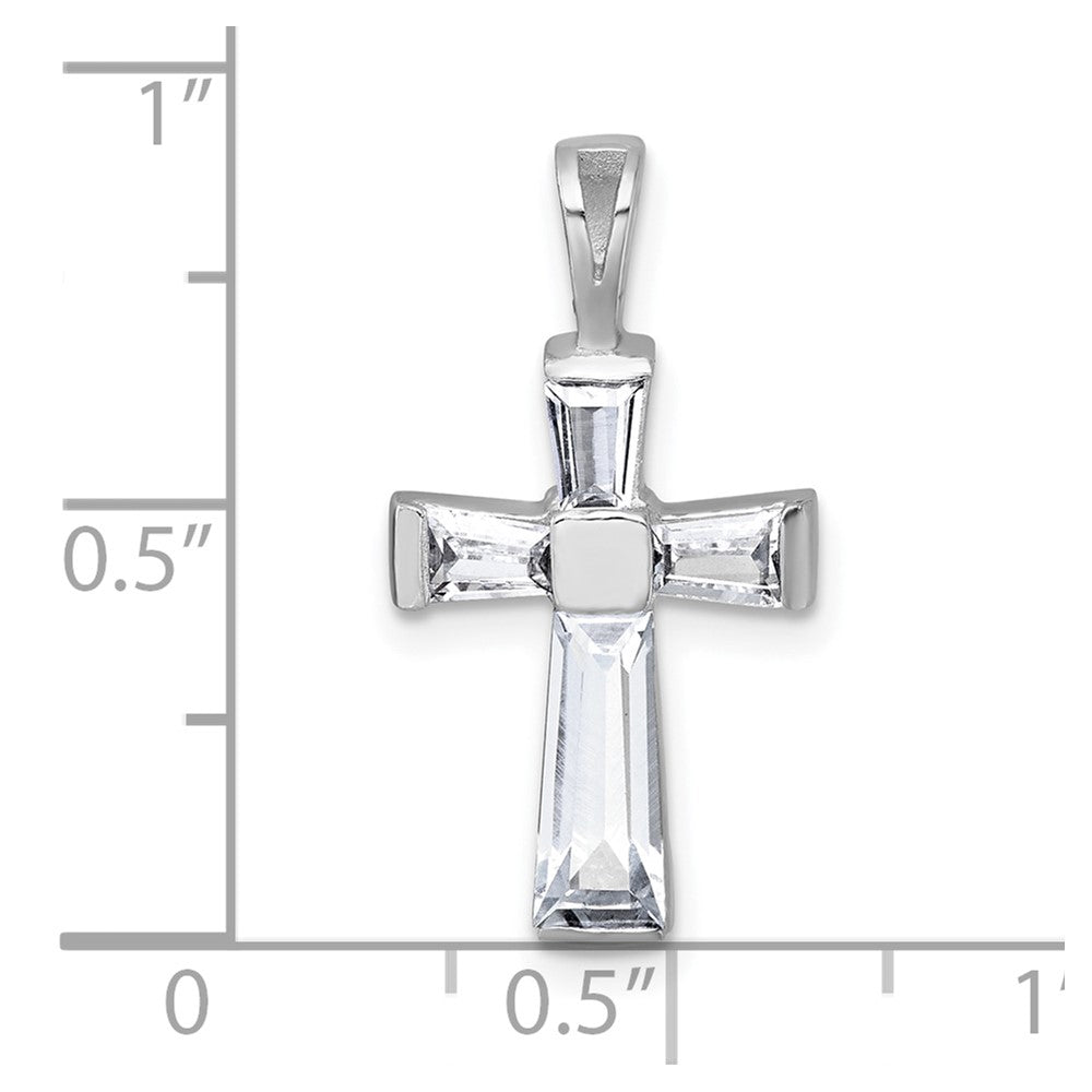 Sterlingsilber Rhodiniert Poliert Zirkonia Kreuz Anhänger