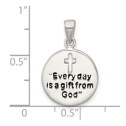 Sterlingsilber Poliert Emaille Geschenk From God Kreuz Plättchen Anhänger
