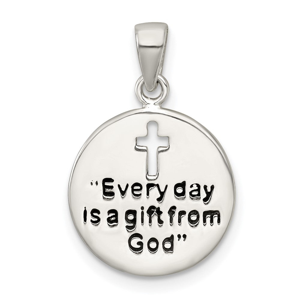 Sterlingsilber Poliert Emaille Geschenk From God Kreuz Plättchen Anhänger