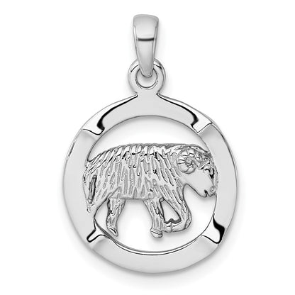 Sterlingsilber Rhodiniert Poliert Aries Tierkreis Anhänger